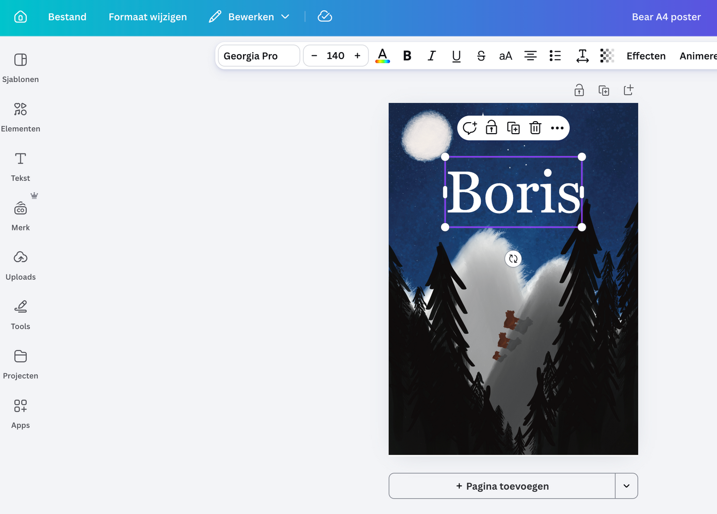 Bear Family Nursery Poster (Canva customisation)